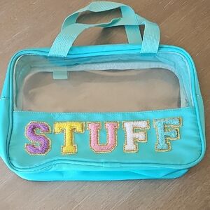 Turquoise Clear 'STUFF' Tote Bag
